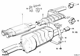 EXHAUST ASSY WITHOUT CATALYST diagram for BMW 6 Series E24 635CSi