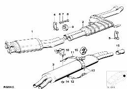 EXHAUST ASSY WITHOUT CATALYST diagram for BMW 7 Series E23 735i