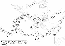 HYDRO STEERING-OIL PIPES diagram for BMW X5 E53 3.0d