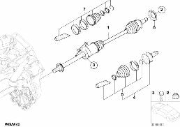 Półoś napędowa przednia prawa diagram for BMW MINI R50 Cooper