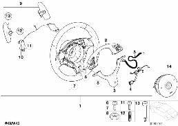 M SPORTS STRNG WHL,AIRBAG, SEQU. TRANSM. diagram for BMW 3 Series E46 M3