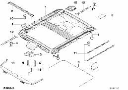 Posuvná a zvedací střecha-rám diagram for BMW X5 E53 4.6is