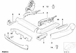 Fotel przedni, osłony fotela diagram for BMW 7 Series E65 745i