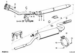 EXHAUST SYSTEM diagram for BMW 5 Series E12 518