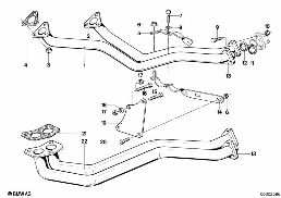 ท่อไอเสีย ด้านหน้า diagram for BMW 5 Series E12 520