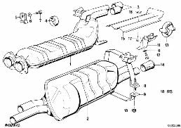 EXHAUST ASSY WITHOUT CATALYST diagram for BMW 6 Series E24 635CSi