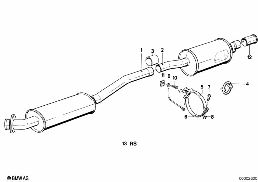 Systeme d'échappem. sans pot catalytique diagram for BMW 5 Series E28 518i