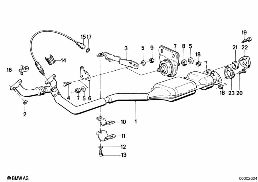 EXHAUST PIPE, CATALYTIC CONVERTER diagram for BMW 6 Series E24 633CSi