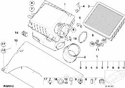 Tlumič hluku sání/vložka filtru diagram for BMW X5 E53 4.6is