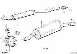 Uitlaatsysteem zonder katalysator diagram for BMW 3 Series E30 318i