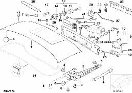 SINGLE COMPONENTS FOR TRUNK LID diagram for BMW Z3 E36 M