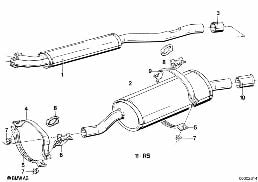 EXHAUST ASSY WITHOUT CATALYST diagram for BMW 3 Series E30 325i