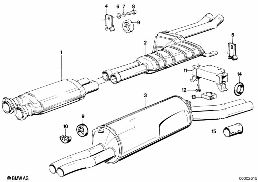 EXHAUST ASSY WITHOUT CATALYST diagram for BMW 6 Series E24 635CSi