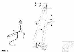 Pas bezpieczeństwa, elem. dod., przedni diagram for BMW 7 Series E65 745i
