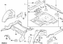Plancher de coffre ar/passage de roue ar diagram for BMW 7 Series E38 735iL