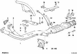 EXHAUST SYSTEM WITH CATALYST diagram for BMW 6 Series E24 635CSi