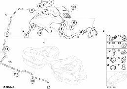Zbiornik wyrówn./filtr z węglem aktywn. diagram for BMW 7 Series E65 745i