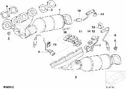 Kolektor wydechowy z katalizatorem diagram for BMW 7 Series E65 745i