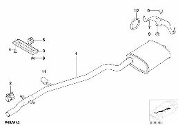 Układ wydechowy tylny diagram for BMW 5 Series E39 520d