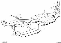 Abgasrohr Vorschalldämpfer diagram for BMW 7 Series E32 750iL