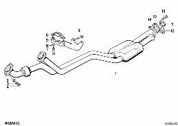 EXHAUST ASSY WITHOUT CATALYST diagram for BMW 6 Series E24 635CSi