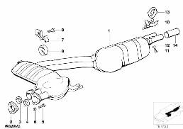 EXHAUST SYSTEM, REAR diagram for BMW 6 Series E24 635CSi