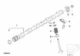 Sterowanie zaw.-wałek rozrządu, wylot diagram for BMW 7 Series E66 760Li