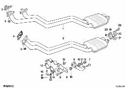 Tuyau d'échappement avec silencieux AV diagram for BMW 5 Series E34 520i