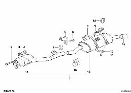 EXHAUST SYSTEM, REAR diagram for BMW 3 Series E30 318is
