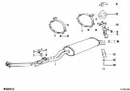 EXHAUST SYSTEM, REAR diagram for BMW 3 Series E30 325ix