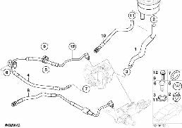 HYDRO STEERING-OIL PIPES diagram for BMW 7 Series E65 750i