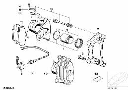 FRONT BRAKE PAD WEAR SENSOR diagram for BMW 3 Series E30 318i