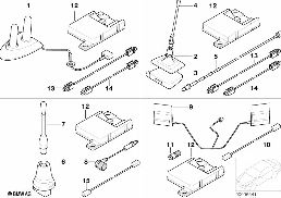 Pièces d'antenne de téléphone Cordless diagram for BMW 5 Series E39 525td