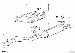Système d'échappement avec catalyseur diagram for BMW 3 Series E30 324td