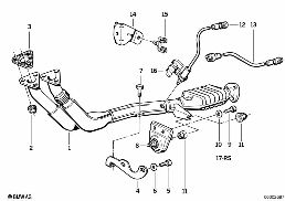 EXHAUST SYSTEM WITH CATALYST diagram for BMW 3 Series E30 325e