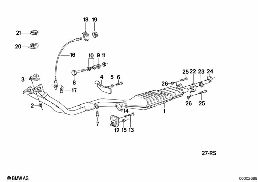 EXHAUST SYSTEM WITH CATALYST diagram for BMW 3 Series E30 325e