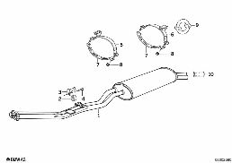 REAR MUFFLER diagram for BMW 3 Series E30 325e