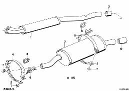 EXHAUST ASSY WITHOUT CATALYST diagram for BMW 3 Series E30 325i