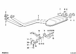EXHAUST ASSY WITHOUT CATALYST diagram for BMW 3 Series E30 325e