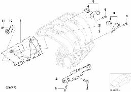 Insugningsanlaeggning monteringsdetalj. diagram for BMW 3 Series E46 316ti