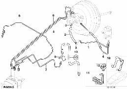FRONT BRAKE PIPE, DSC diagram for BMW X5 E53 4.4i