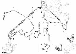 Brzdové potrubí přední dyn.kontr.stabil. diagram for BMW X5 E53 3.0d