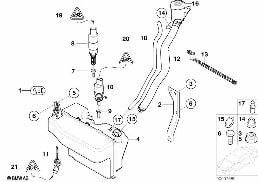 Zbiornik spryskiwaczy szyb/reflektorów diagram for BMW 7 Series E65 745i