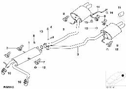 EXHAUST SYSTEM, REAR diagram for BMW X5 E53 4.4i