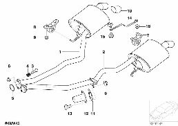EXHAUST SYSTEM, REAR diagram for BMW X5 E53 3.0i