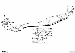 Systeme d'échappem. sans pot catalytique diagram for BMW 5 Series E34 518g