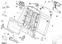 โครงพนักพิง/แผงปิดหลัง ที่นั่งด้านหน้า diagram for BMW X5 E53 4.6is