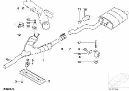 EXHAUST SYSTEM, REAR diagram for BMW 5 Series E39 523i