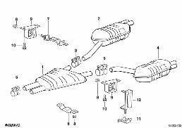 système d'échappement arrière diagram for BMW 8 Series E31 840i