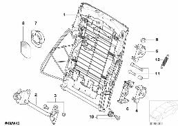 Fotel tylny elektryczny, oparcie diagram for BMW 7 Series E65 745i